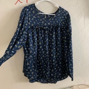 Blue floral blouse